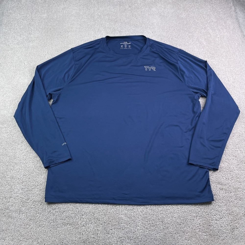 TYR Shirt Mens XL Blue Sun Defense Lightweight Performance Long Sleeve‎ Running
